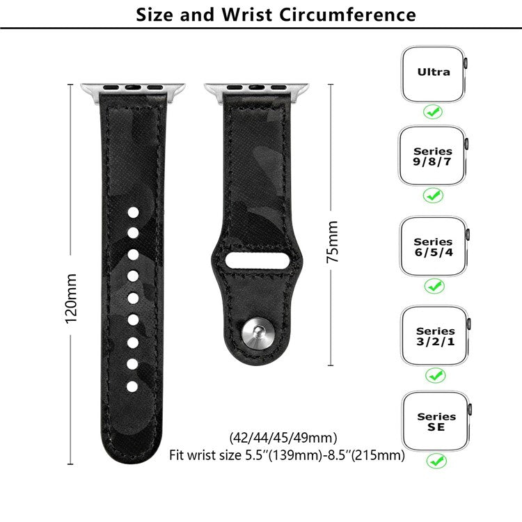 KALEBOL For Apple Watch 10 46mm / Ultra 2 / Ultra 49mm / 9 8 7 45mm / SE (2023) SE (2022) SE 6 5 4 44mm / 3 2 1 42mm Genuine Cow Leather Strap - Grey