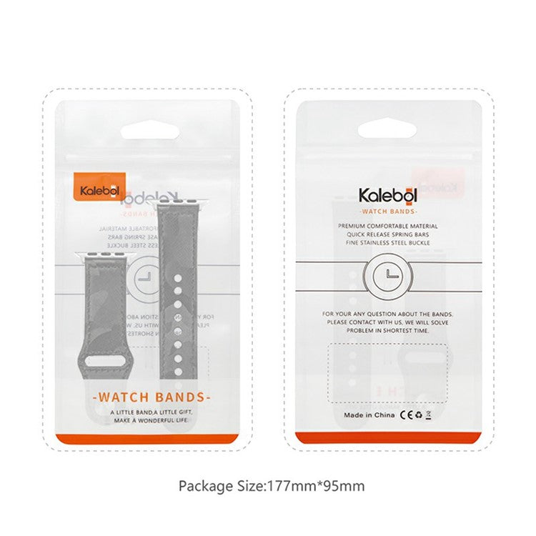 KALEBOL For Apple Watch 10 46mm / Ultra 2 / Ultra 49mm / 9 8 7 45mm / SE (2023) SE (2022) SE 6 5 4 44mm / 3 2 1 42mm Genuine Cow Leather Strap - Grey