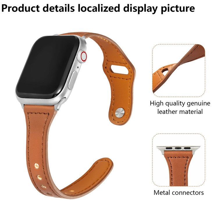 KALEBOL For Apple Watch Series 10 42mm / 9 8 7 41mm / SE (2023) SE (2022) SE 6 5 4 40mm / 3 2 1 38mm Watch Strap, Small Buckle - Orange