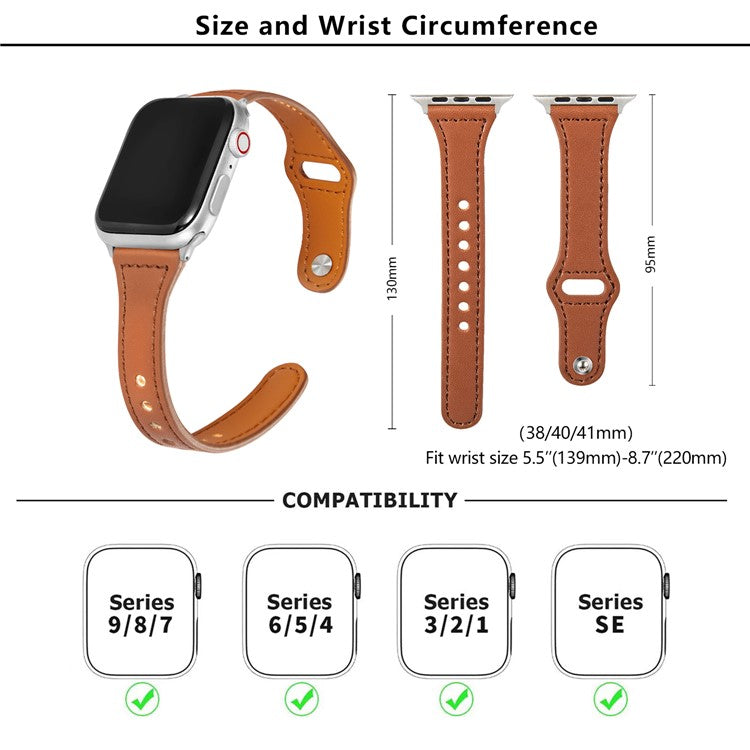 KALEBOL For Apple Watch Series 10 42mm / 9 8 7 41mm / SE (2023) SE (2022) SE 6 5 4 40mm / 3 2 1 38mm Watch Strap, Small Buckle - Orange