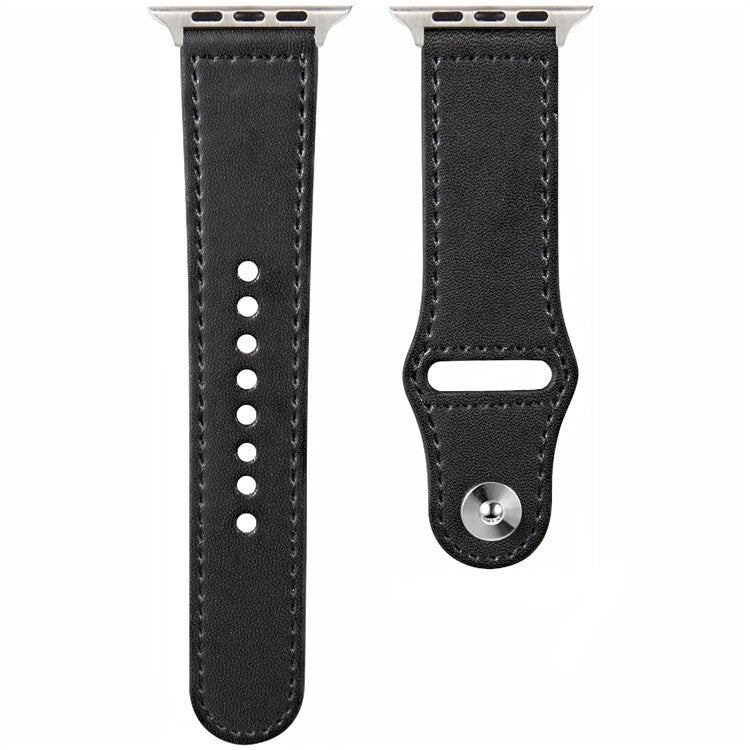 KALEBOL For Apple Watch Series 10 42mm / 9 8 7 41mm / SE (2023) SE (2022) SE 6 5 4 40mm / 3 2 1 38mm Watch Strap, Large Buckle - Black
