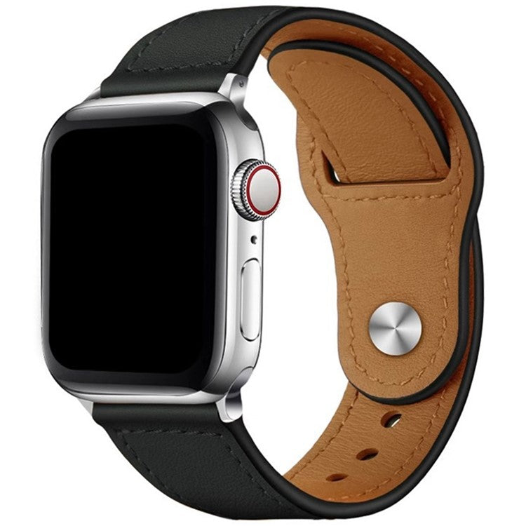 KALEBOL For Apple Watch Series 10 42mm / 9 8 7 41mm / SE (2023) SE (2022) SE 6 5 4 40mm / 3 2 1 38mm Watch Strap, Large Buckle - Black