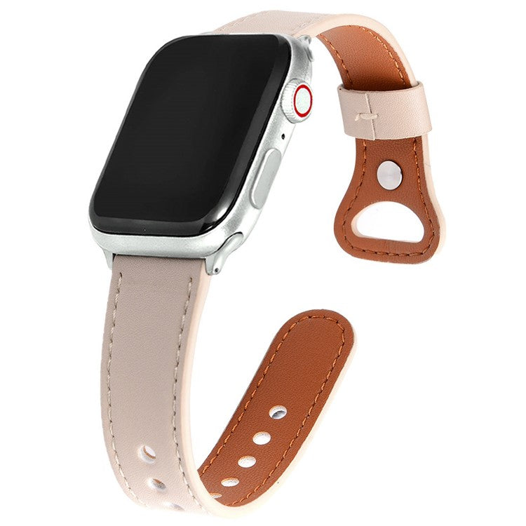 KALEBOL For Apple Watch Series 10 42mm / 9 8 7 41mm / SE (2023) SE (2022) SE 6 5 4 40mm / 3 2 1 38mm Genuine Cow Leather Watch Band - Pink