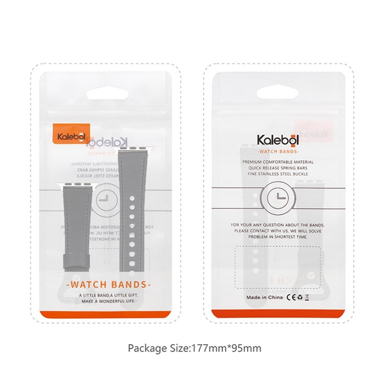 KALEBOL For Apple Watch Series 10 42mm / 9 8 7 41mm / SE (2023) SE (2022) SE 6 5 4 40mm / 3 2 1 38mm Genuine Cow Leather Watch Band - Pink