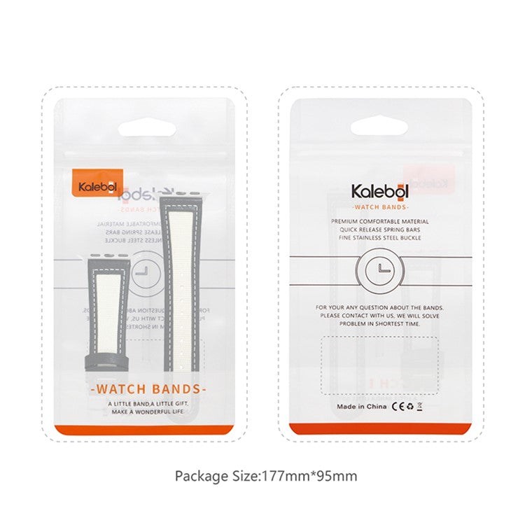 KALEBOL For Apple Watch Series 10 42mm / 9 8 7 41mm / SE (2023) SE (2022) SE 6 5 4 40mm / 3 2 1 38mm Genuine Cow Leather Strap - Tan+White