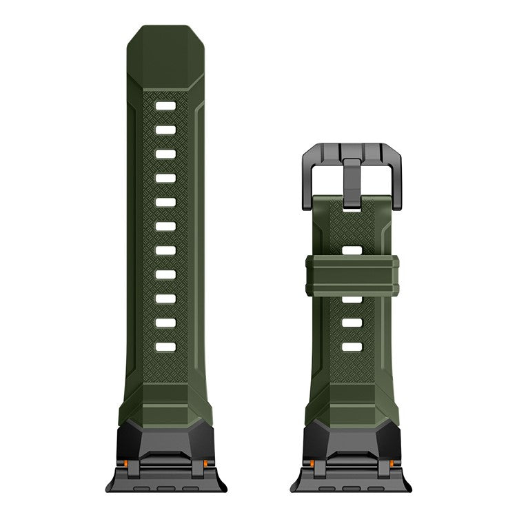 For Apple Watch 10 46mm / Ultra 2 / Ultra 49mm / 9 8 7 45mm / SE (2023) SE (2022) SE 6 5 4 44mm / 3 2 1 42mm Liquid Silicone Strap - Titanium+Green