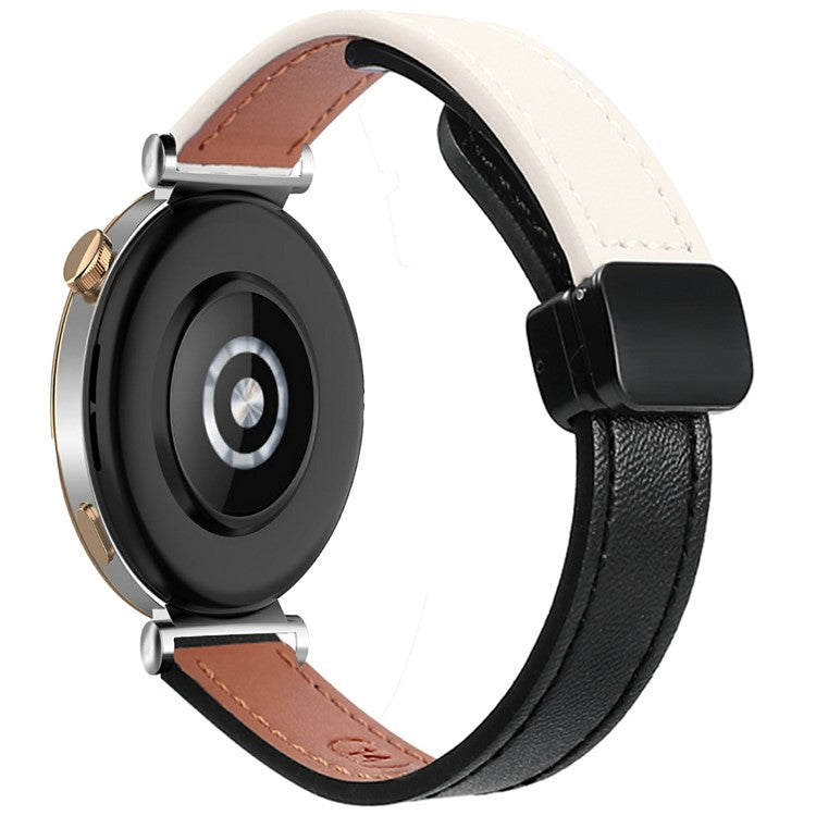 For Samsung Galaxy Watch3 45mm / Watch 46mm / Huawei Watch GT 4 46mm / Watch 4 22mm Magnetic Buckle Slim Microfiber Leather Watch Strap - Apricot+Black