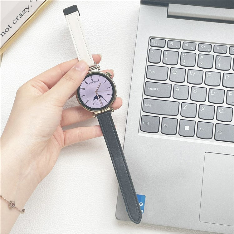 For Samsung Galaxy Watch3 45mm / Watch 46mm / Huawei Watch GT 4 46mm / Watch 4 22mm Magnetic Buckle Slim Microfiber Leather Watch Strap - Apricot+Black