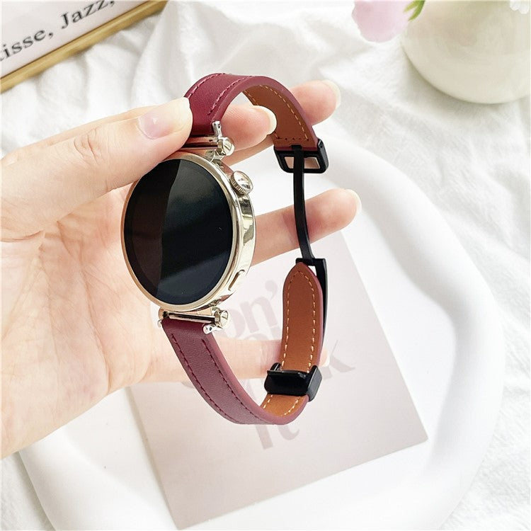 For Samsung Galaxy Watch7 / Watch FE / Watch6 / Watch 5 / Watch4 Universal 20mm Magnetic Buckle Slim Microfiber Leather Watch Strap - Wine Red