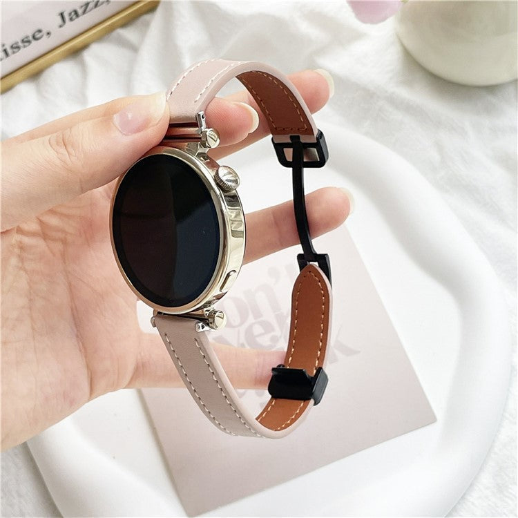 For Samsung Galaxy Watch7 / Watch FE / Watch6 / Watch 5 / Watch4 Universal 20mm Magnetic Buckle Slim Microfiber Leather Watch Strap - Pink