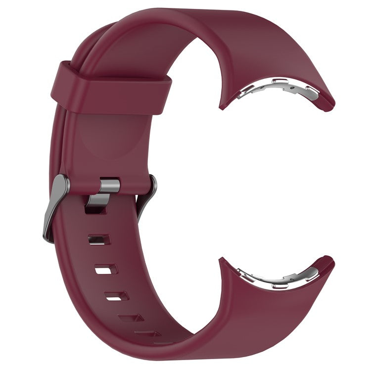 For Google Pixel Watch 3 45mm Silicone Watch Band Replacement Strap with Metal Connector - Wine Red