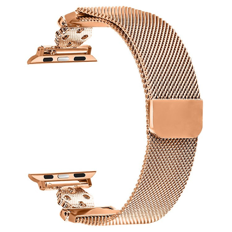 For Apple Watch Series 10 42mm / 9 8 7 41mm / SE (2023) SE (2022) SE 6 5 4 40mm / 3 2 1 38mm Band Flower Stainless Steel Magnetic Strap - Rose Gold