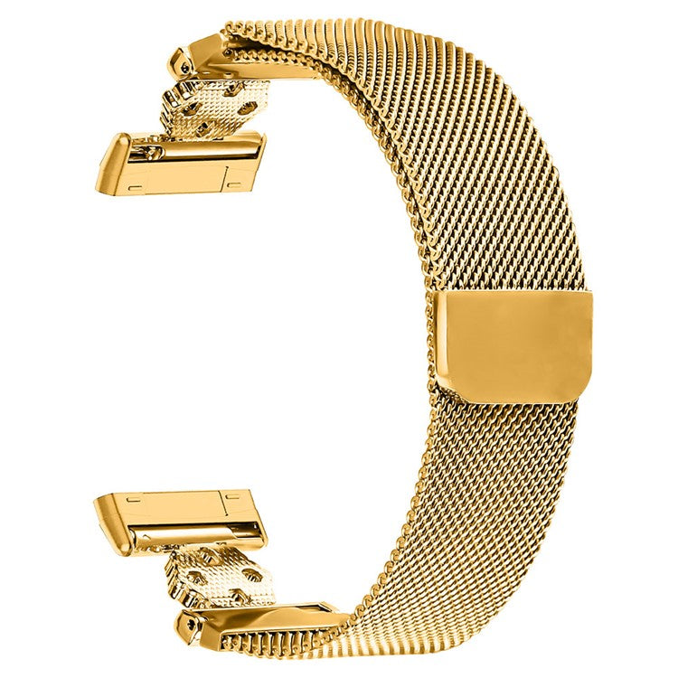 For Fitbit Versa 3 / Sense Milanese Band Flower Stainless Steel Magnetic Mesh Watch Strap - Gold