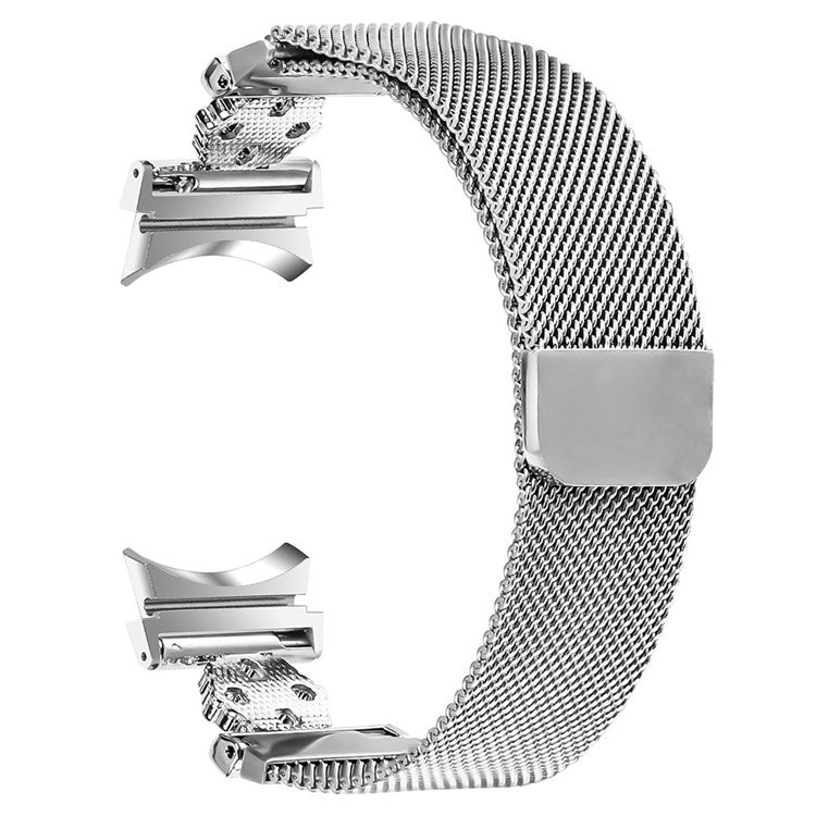 For Samsung Galaxy Watch 5 Pro / Watch 5 / Watch4 Milanese Watch Band Flower Stainless Steel Strap with Connector - Silver