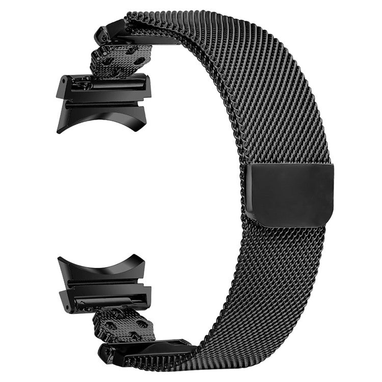 For Samsung Galaxy Watch 5 Pro / Watch 5 / Watch4 Milanese Watch Band Flower Stainless Steel Strap with Connector - Black