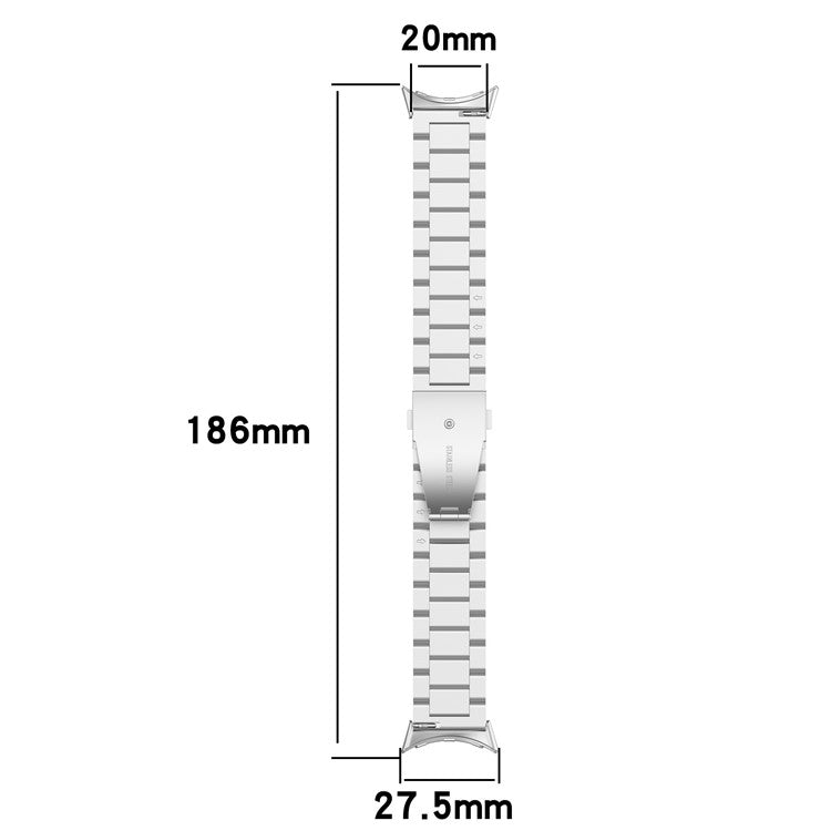 For Google Pixel Watch 3 45mm Watch Strap 3-bead Stainless Steel Replacement Wrist Band - Rose Gold
