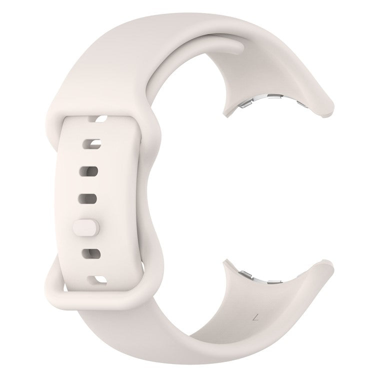 For Google Pixel Watch 3 45mm Replacement Strap 8 Shape Silicone Watch Band with Color Buckle, Size S - Official White
