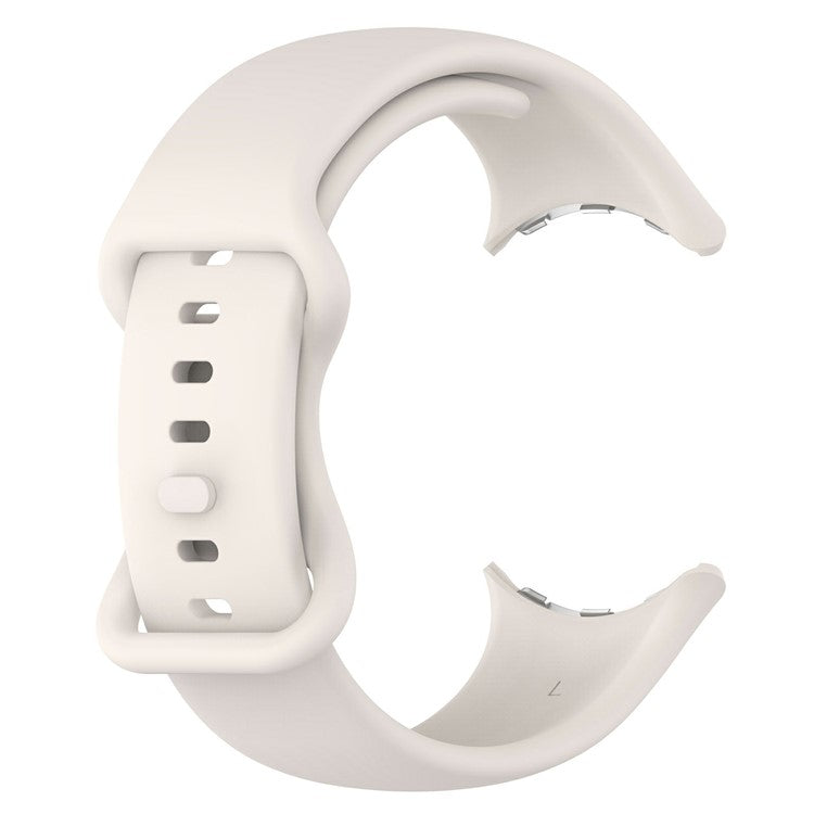 For Google Pixel Watch 3 45mm Replacement Strap 8 Shape Silicone Watch Band with Color Buckle, Size L - Official White