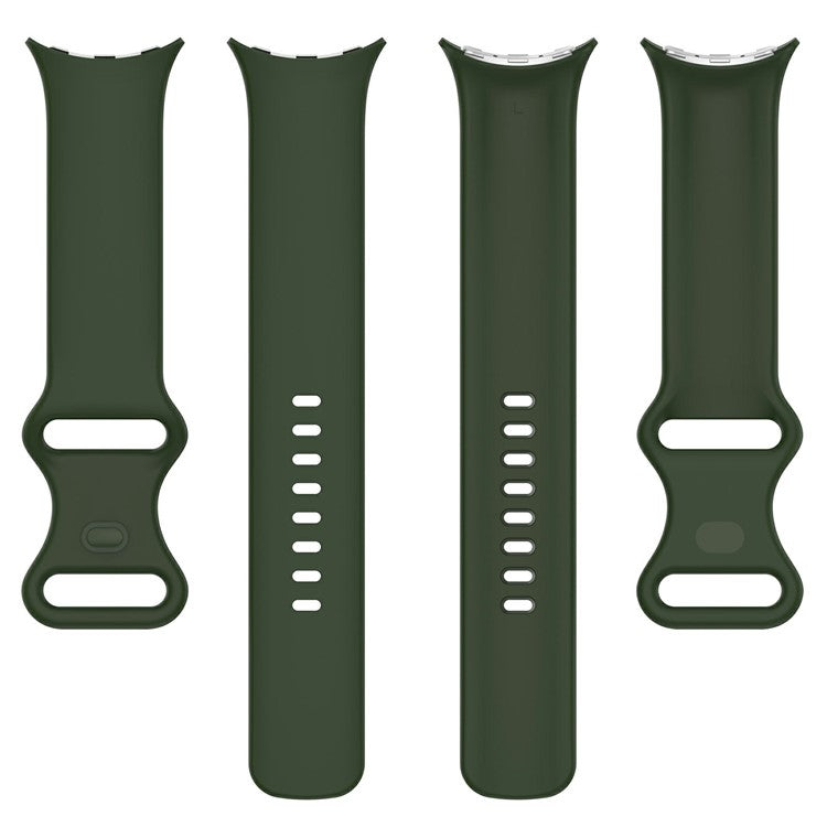 For Google Pixel Watch 3 45mm Replacement Strap 8 Shape Silicone Watch Band with Color Buckle, Size L - Dark Green