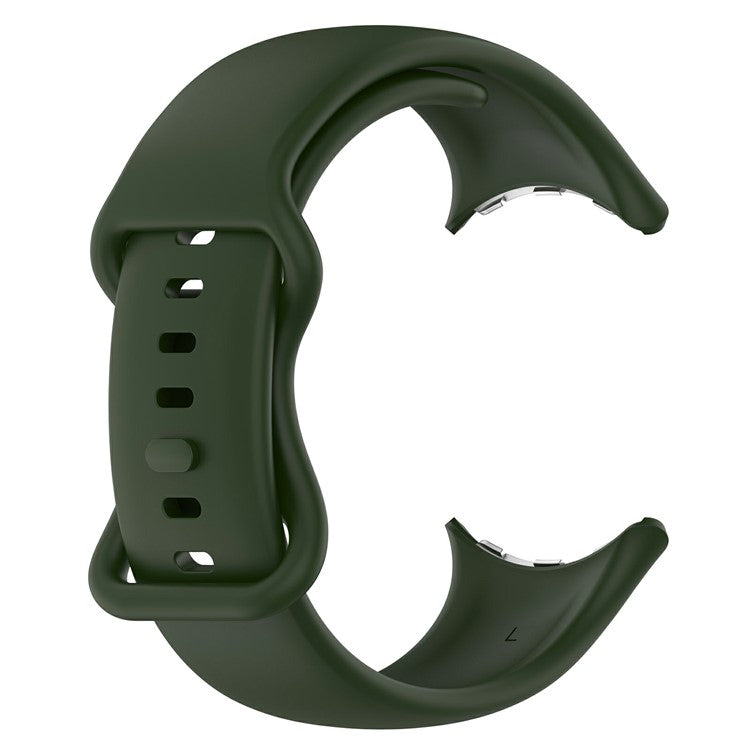 For Google Pixel Watch 3 45mm Replacement Strap 8 Shape Silicone Watch Band with Color Buckle, Size L - Dark Green