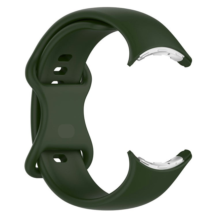 For Google Pixel Watch 3 45mm Replacement Strap 8 Shape Silicone Watch Band with Color Buckle, Size L - Dark Green