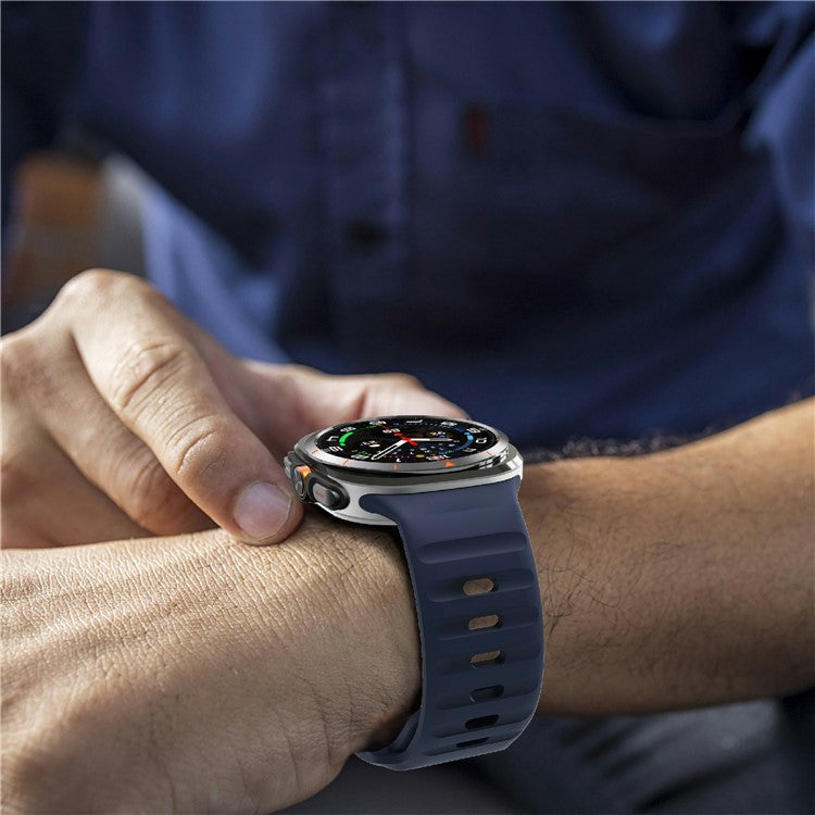 For Samsung Galaxy Watch Ultra 47mm Silicone Watch Band Breathable Sport Watch Strap - Midnight Blue