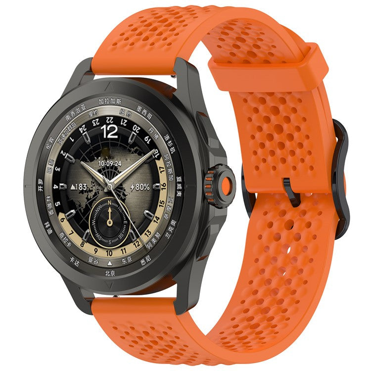 For Xiaomi Watch S4 Sport / Samsung Galaxy Watch3 45mm / Watch 42mm Silicone 22mm Multiple Holes Breathable Watch Strap - Orange