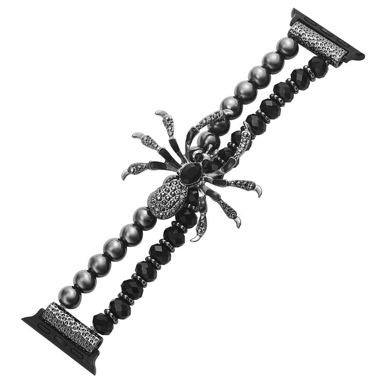 For Apple Watch Series 10 42mm / 9 8 7 41mm / SE (2023) SE (2022) SE 6 5 4 40mm / 3 2 1 38mm Spider Beads Strap Bracelet - Black