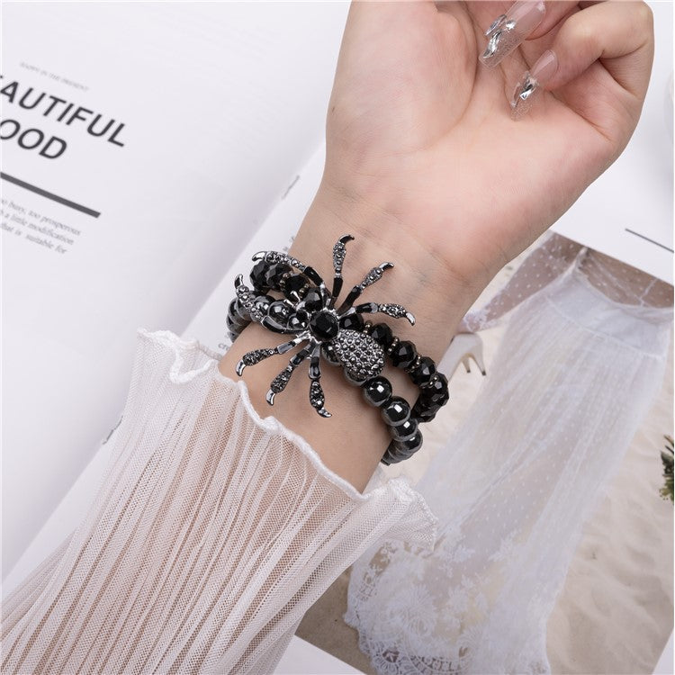 For Apple Watch Series 10 42mm / 9 8 7 41mm / SE (2023) SE (2022) SE 6 5 4 40mm / 3 2 1 38mm Spider Beads Strap Bracelet - Black