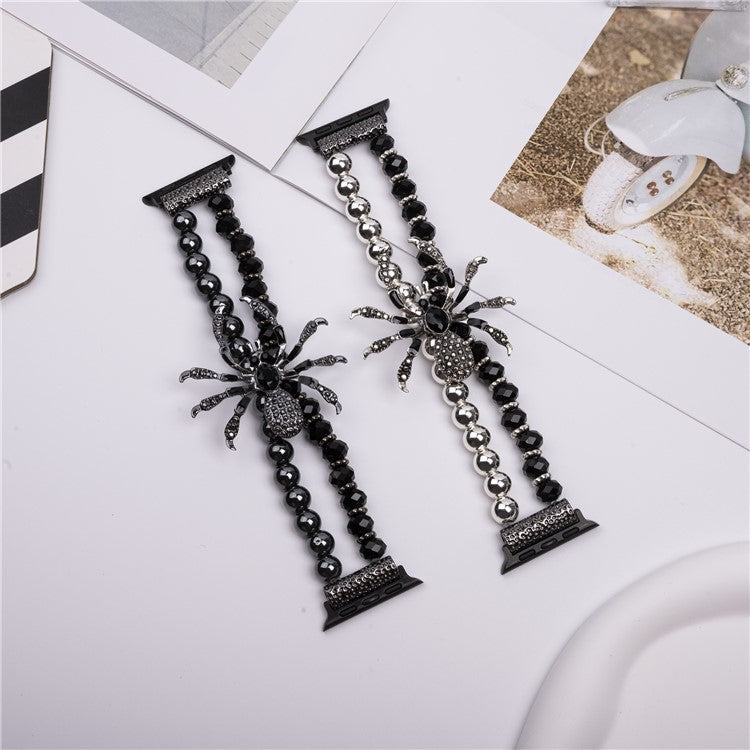 For Apple Watch Series 10 42mm / 9 8 7 41mm / SE (2023) SE (2022) SE 6 5 4 40mm / 3 2 1 38mm Spider Beads Strap Bracelet - Silver