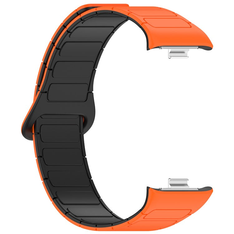 For Xiaomi Smart Band 8 Pro / Redmi Watch 4 Magnetic TPU Watch Strap Dual Color Strap - Orange+Black