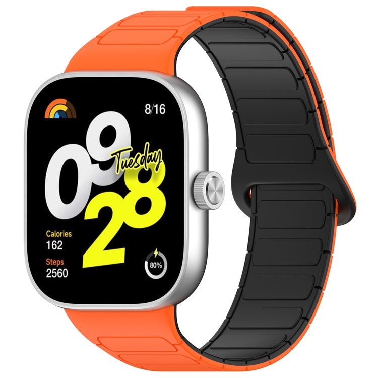 For Xiaomi Smart Band 8 Pro / Redmi Watch 4 Magnetic TPU Watch Strap Dual Color Strap - Orange+Black