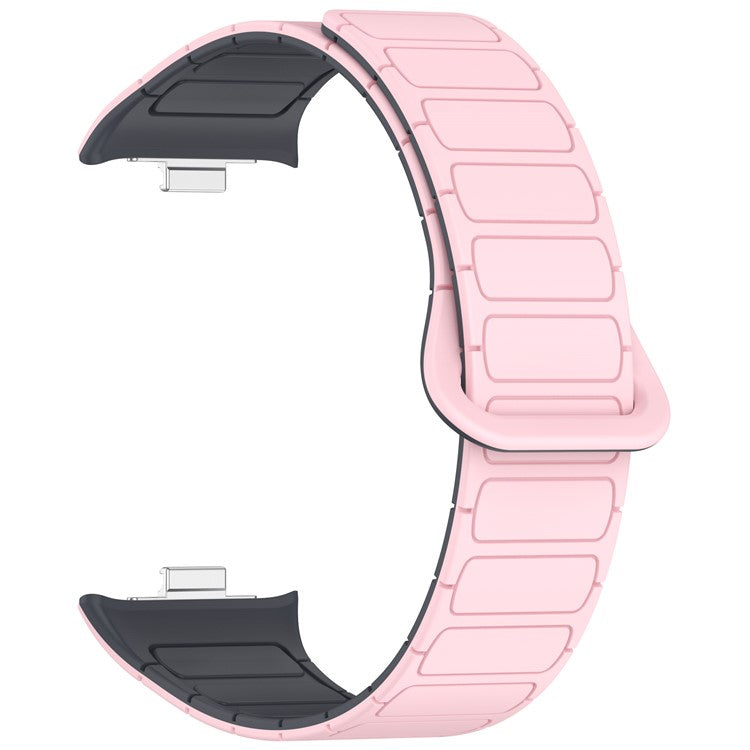 For Xiaomi Smart Band 8 Pro / Redmi Watch 4 Magnetic TPU Watch Strap Dual Color Strap - Light Pink+Grey