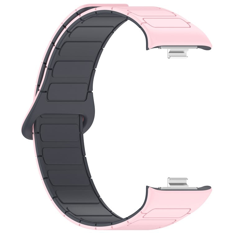 For Xiaomi Smart Band 8 Pro / Redmi Watch 4 Magnetic TPU Watch Strap Dual Color Strap - Light Pink+Grey