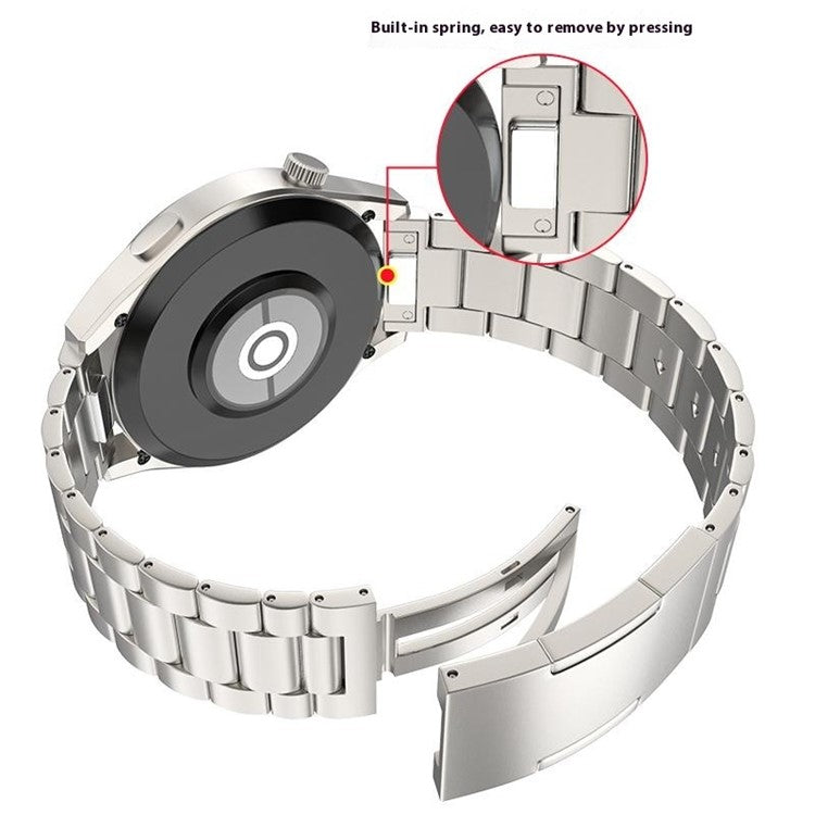 For Huawei Watch GT 4 46mm / GT 3 46mm / GT 2 46mm Titanium Alloy Watch Band 22mm 3-Bead Strap - Silver