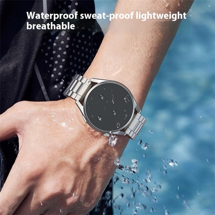 For Huawei Watch GT 4 46mm / GT 3 46mm / GT 2 46mm Titanium Alloy Watch Band 22mm 3-Bead Strap - Silver