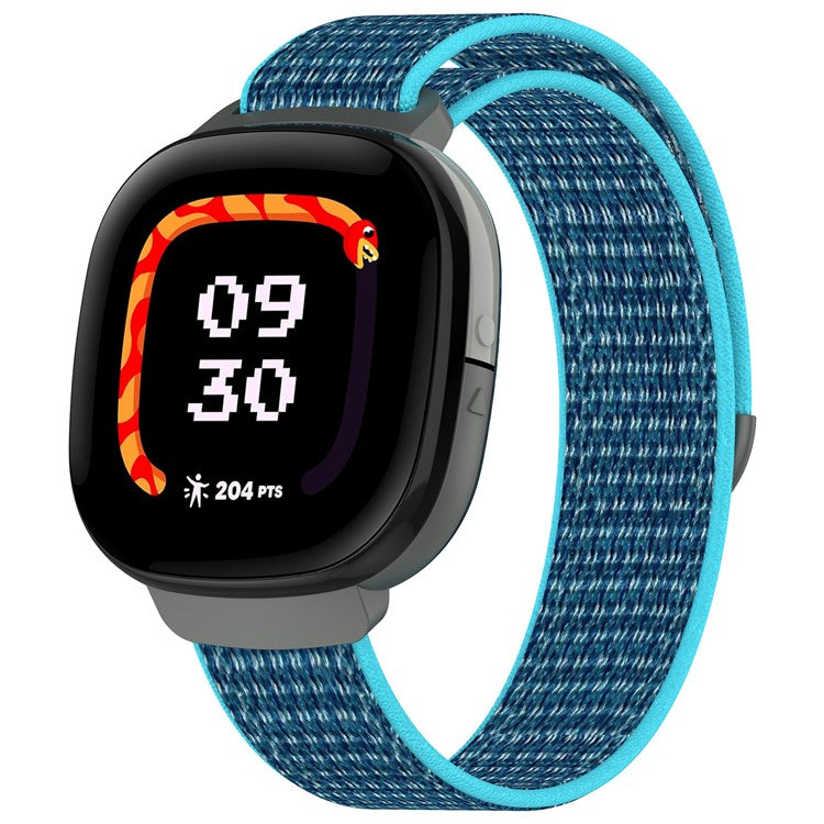 For Fitbit Ace LTE Children Watch Watchband Round Tail Braided Nylon Wrist Strap - Sea Blue