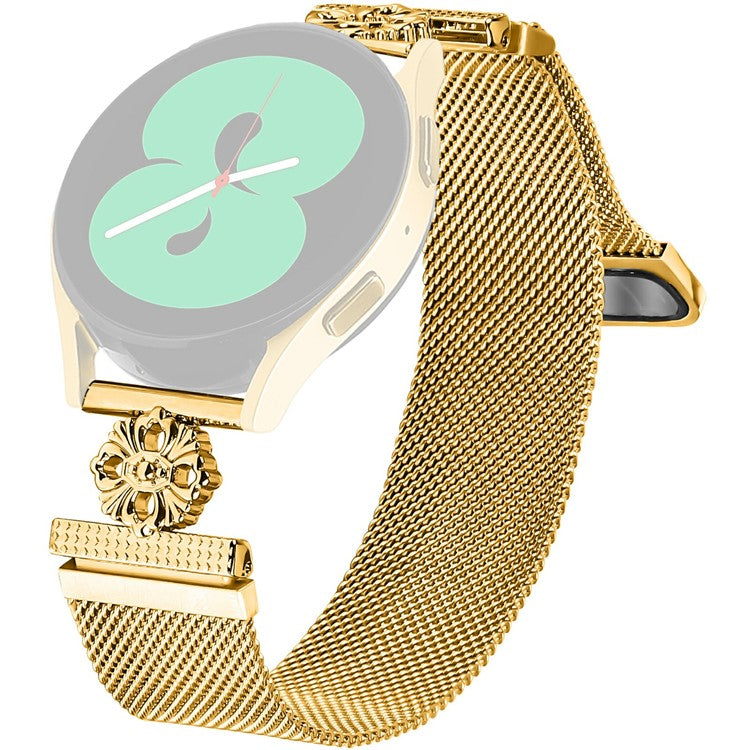 For Huami Amazfit GTR 42mm Milanese Band Flower Stainless Steel Magnetic Mesh Watch Strap - Gold