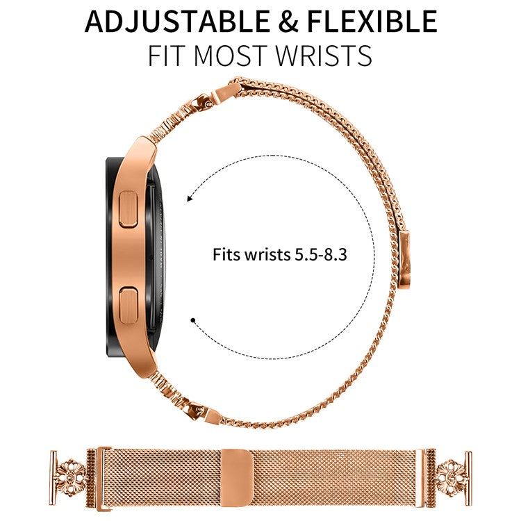 For Huami Amazfit GTS 4 Mini Milanese Band Flower Stainless Steel Magnetic Mesh Watch Strap - Rose Gold