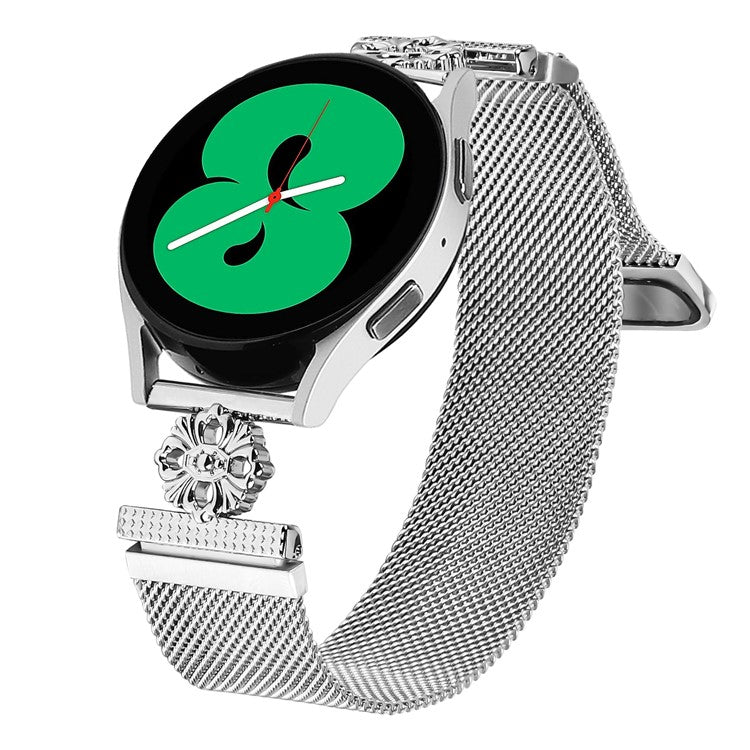 For Huami Amazfit Bip 3 Pro / Bip 3 Milanese Band Flower Stainless Steel Magnetic Mesh Watch Strap - Silver