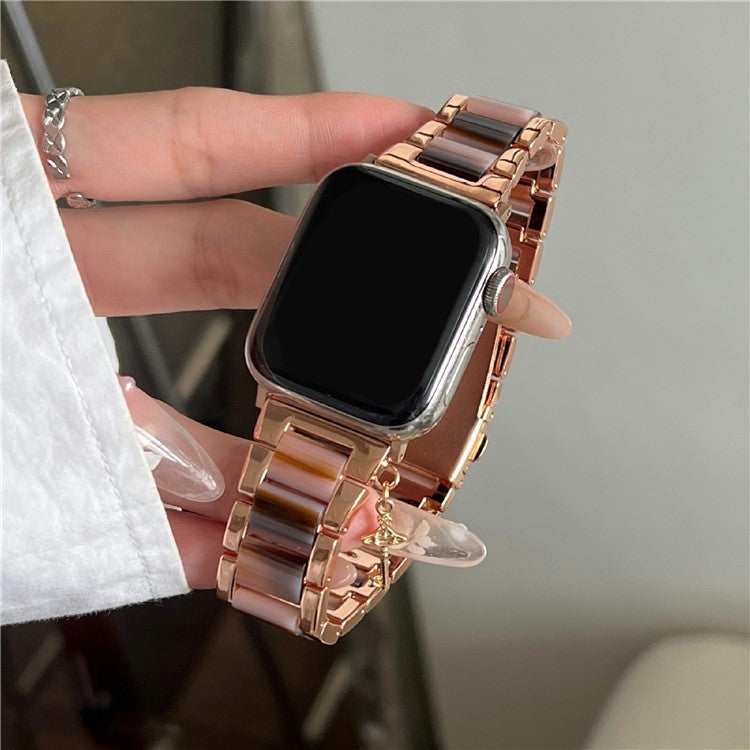 3-bead Strap for Apple Watch Series 10 46mm / Ultra 2 Ultra 49mm / Series 9 8 7 45mm / SE (2023) SE (2022) SE 6 5 4 44mm / 3 2 1 42mm - Chocolate
