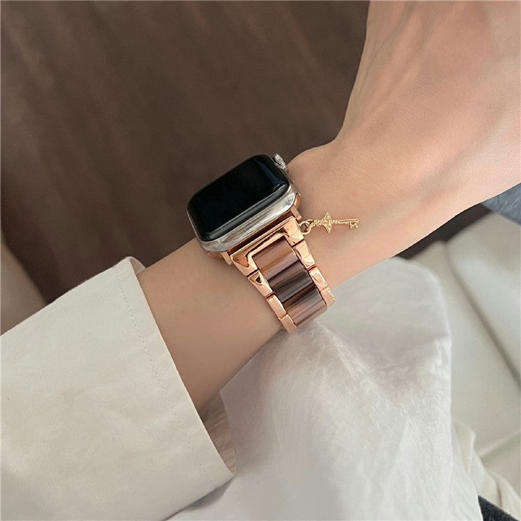 3-bead Strap for Apple Watch Series 10 46mm / Ultra 2 Ultra 49mm / Series 9 8 7 45mm / SE (2023) SE (2022) SE 6 5 4 44mm / 3 2 1 42mm - Chocolate