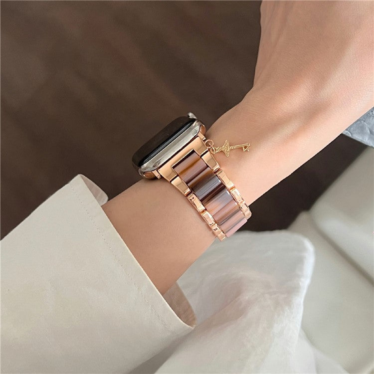 3-bead Strap for Apple Watch Series 10 46mm / Ultra 2 Ultra 49mm / Series 9 8 7 45mm / SE (2023) SE (2022) SE 6 5 4 44mm / 3 2 1 42mm - Chocolate