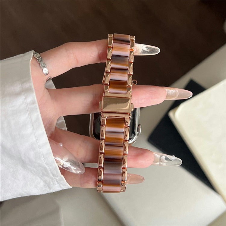3-bead Strap for Apple Watch Series 10 46mm / Ultra 2 Ultra 49mm / Series 9 8 7 45mm / SE (2023) SE (2022) SE 6 5 4 44mm / 3 2 1 42mm - Chocolate