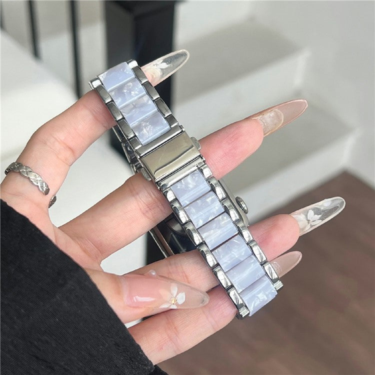 Resin+Zinc Alloy Strap for Apple Watch Series 10 42mm / Series 9 8 7 41mm / SE (2023) SE (2022) SE 6 5 4 40mm / 3 2 1 38mm Band - Silver Splicing