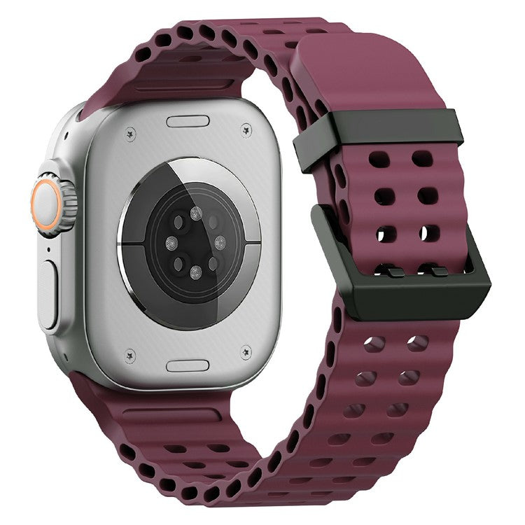 Silicone Strap for Apple Watch Series 10 46mm / Ultra 2 Ultra 49mm / Series 9 8 7 45mm / SE (2023) SE (2022) SE 6 5 4 44mm / 3 2 1 42mm - Wine Red