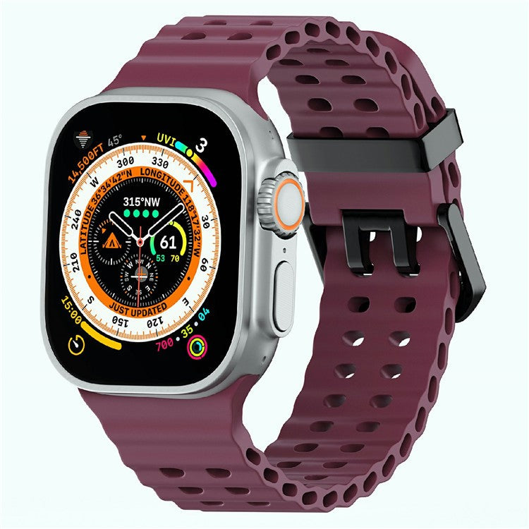 Silicone Strap for Apple Watch Series 10 46mm / Ultra 2 Ultra 49mm / Series 9 8 7 45mm / SE (2023) SE (2022) SE 6 5 4 44mm / 3 2 1 42mm - Wine Red