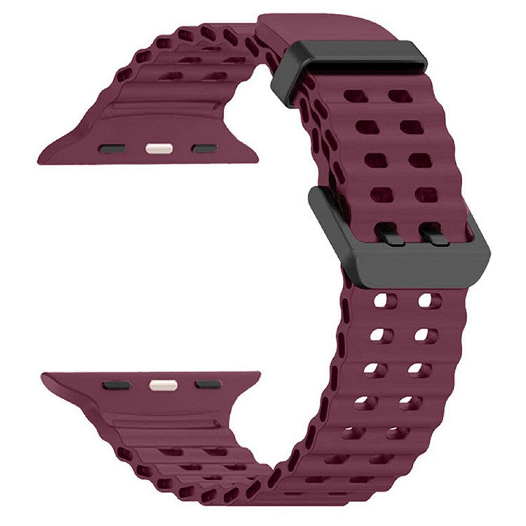 Silicone Strap for Apple Watch Series 10 46mm / Ultra 2 Ultra 49mm / Series 9 8 7 45mm / SE (2023) SE (2022) SE 6 5 4 44mm / 3 2 1 42mm - Wine Red