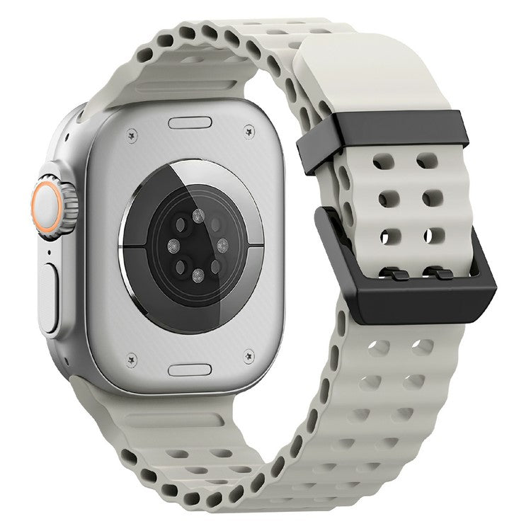 Silicone Strap for Apple Watch Series 10 46mm / Ultra 2 Ultra 49mm / Series 9 8 7 45mm / SE (2023) SE (2022) SE 6 5 4 44mm / 3 2 1 42mm - Starlight