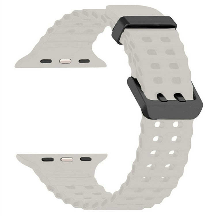 Silicone Strap for Apple Watch Series 10 46mm / Ultra 2 Ultra 49mm / Series 9 8 7 45mm / SE (2023) SE (2022) SE 6 5 4 44mm / 3 2 1 42mm - Starlight